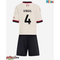 Camiseta Liverpool Virgil van Dijk #4 Visitante Equipación para niños 2025-26 manga corta (+ pantalones cortos)